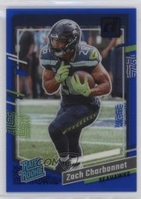 2023 Panini Clearly Donruss Rated Rookie Blue 77/99 Zach Charbonnet #91 15ej