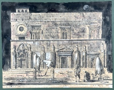 Eugene Berman 1951 Surrealist painting Italian Architecture Russian artist