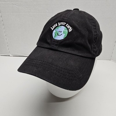Love Your Earth Hat Adjustable Planet World Happy Environmental Cap Black