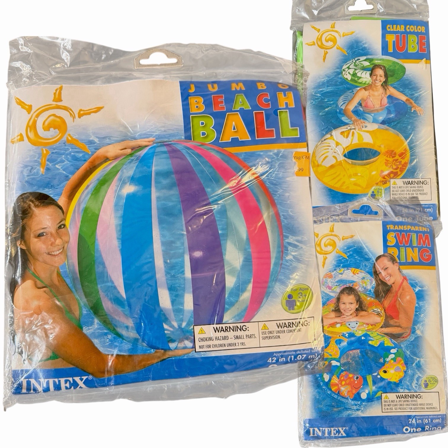 Intex Jumbo Beach Ball 42" 59065 Stripe Inflatable & 36&rdquo; 2