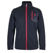 Spyder Sweater Jacket Girls XL 18/20 Black Red Trim Full Front Zip Fleece Lined