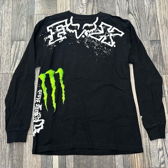 🔥 Vintage FOX RACING x MONSTER ENERGY #4 R. Carmichael Graphic LS
