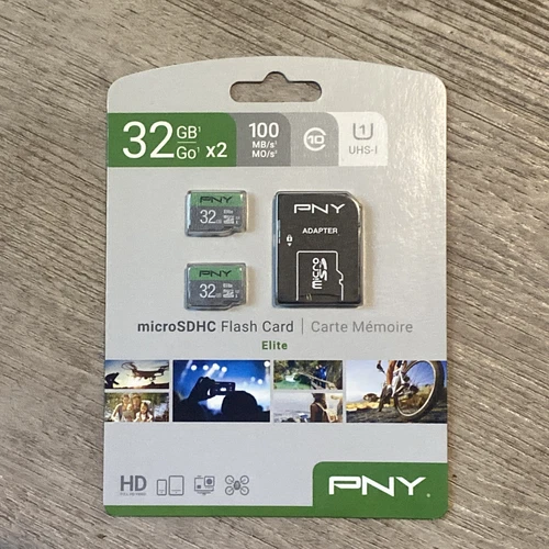PNY Two 32 GB MicroSDHC Flash Card + Adapter