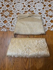 Vintage Gold Clutch Handbags, Includes Both Shown, 1950-60's.