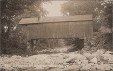 Old Covered Bridge Wardsboro Vermont 1910s RPPC Stone Foundation River Postcard