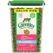 Feline Greenies Adult Natural Dental Care Cat Treats, Savory Salmon Flavor