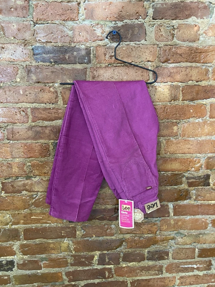 复古 Lee Girls London Rider Ultra Cord 裤子紫色 14S 24.5 灯芯绒 — 第 4/4 张图片