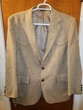 Vintage 70's Levi's Western Wear Wool Tweed Blazer 42R Suede Elbow Patch FLAWS