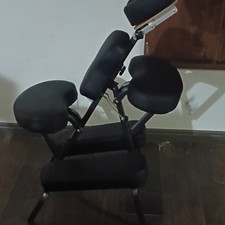Portable Foldable Massage Chair, Black Metal, Carrying Case Included