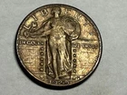 1929 STANDING LIBERTY silver U.S. QUARTER. Medium toned XF