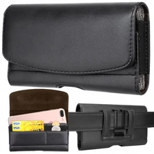 Universal Horizontal Cell Phone Holster Case with Belt Clip Loops and Card Sl...