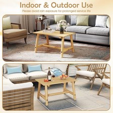 Solid Wood Outdoor Coffee Table for Garden Porch Poolside Natural