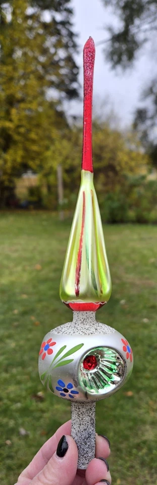 复古水星玻璃圣诞树上衣带盒波兰制造 12 英寸 — 第 2/4 张图片