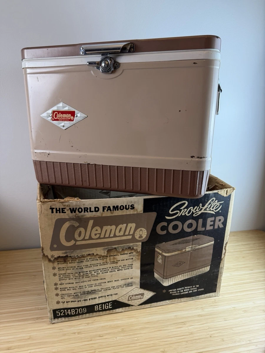 COLEMAN SNOWLITE COOLER 5215B709 BEIGE/BROWN W/TRAY & BOX DIAMOND