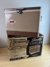 COLEMAN SNOWLITE COOLER 5215B709 BEIGE/BROWN W/TRAY & BOX DIAMOND PATTERN