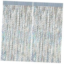 Backdrop Curtain Tinsel Streamers Sparkle Metallic Wavy Foil 2 Pack Silver
