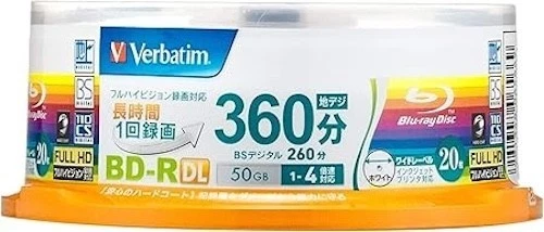 Verbatim Blu-ray Disc 20 Spindle 50GB 4X Speed BD-R DL VBR260YP20SV1 NEW Japan - Image 4 of 4