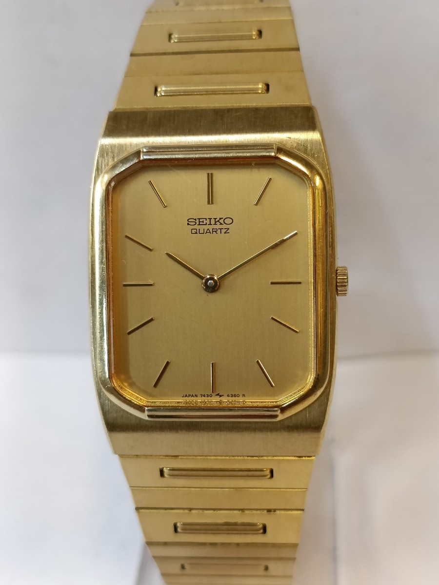 VINTAGE SEIKO QUARTZ GOLD DIAL 7430-5910 JAPAN UNISEX ADULT