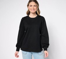 Belle by Kim Gravel Time to Relax Balloon Sleeve Sweatshirt, Blk Sz S a67248