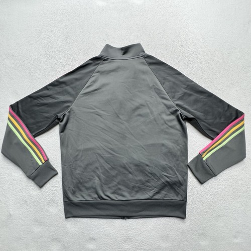 Women's adidas Grey Track Top Warm-Up Slim 3-Stripes Track Jacket (L) - Picture 9 of 9