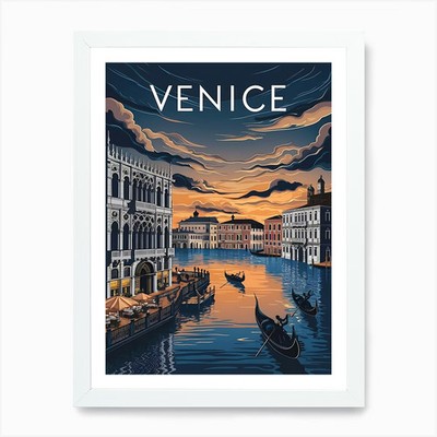 Venedig bei Sonnenuntergang Kunstdruck gerahmt mit gerahmtem Wandbild Poster Leinwanddruck Bild
