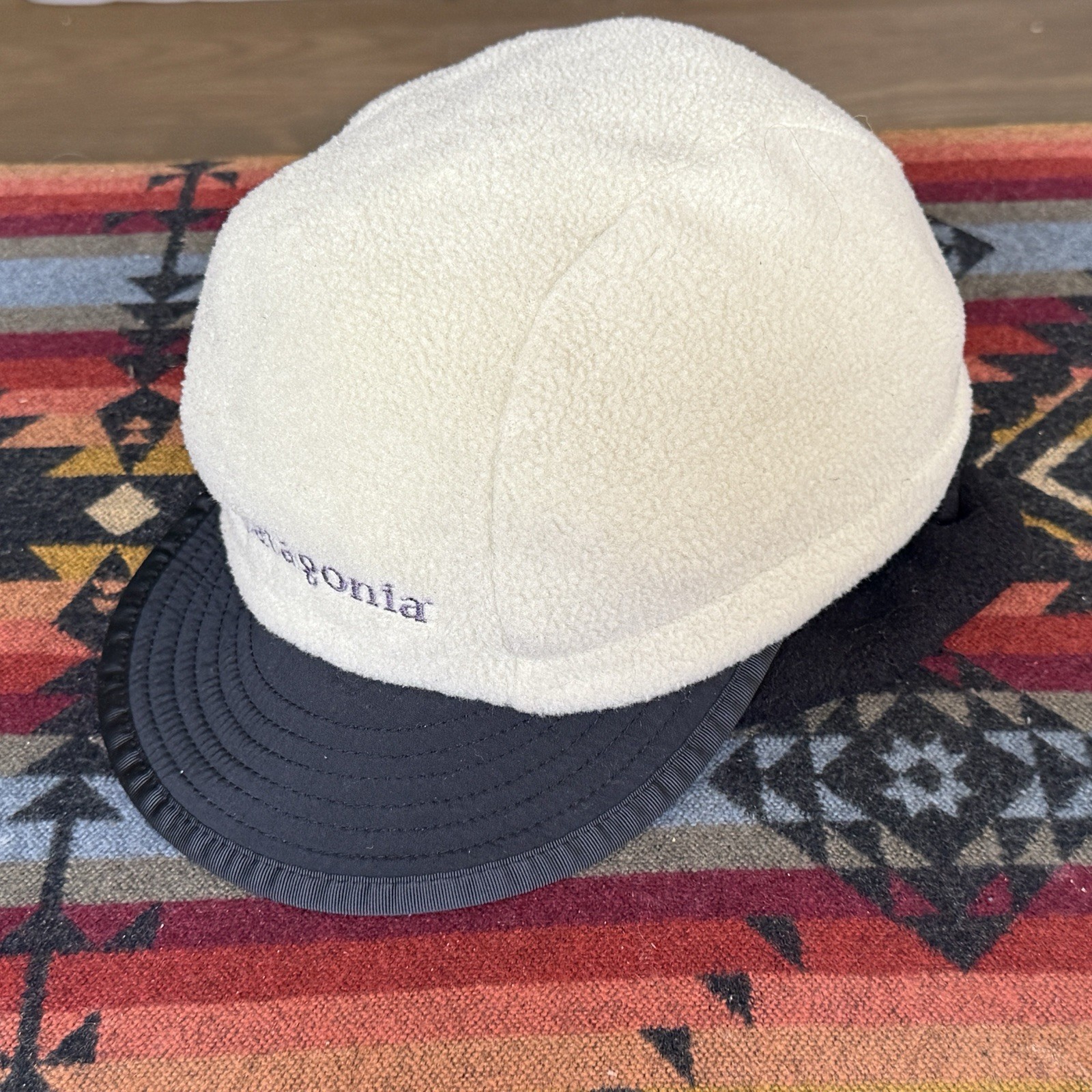 PATAGONIA Vintage USA Gray Fleece With Earflap Cap Baseball Trapper Hats Sz M-L