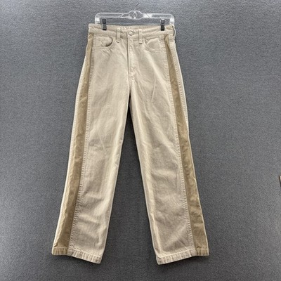 Rag Bone Jeans Womens 26X31 Cream Logan Mid Rise Wide Leg Two Tone Stripe Denim