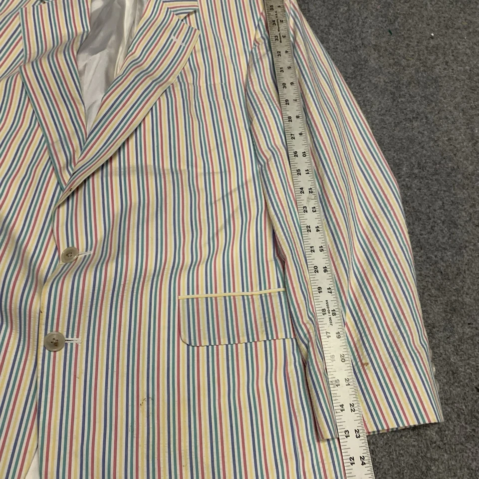 BEN SILVER Mens Blazer SPORT COAT in Multicolor Seersucker - Image 3 of 4