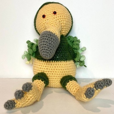 Homemade Crochet Dodo Bird Plush Yellow & Green Stuffed Animal 10  x 9 