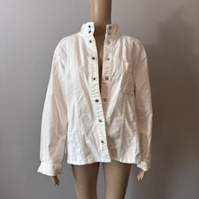 Chicos Platinum Women  s White Jeans Long Sleeve Jacket Size 3