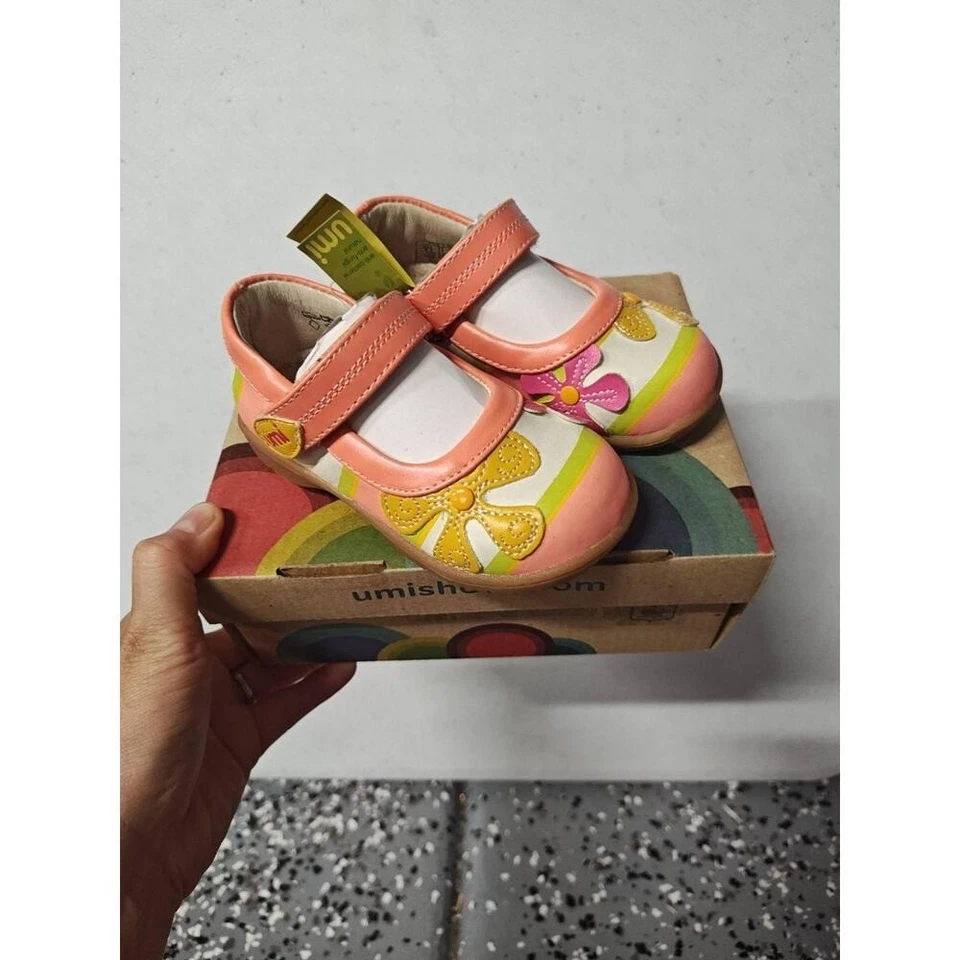 Umi Zapatos Elain Pisos Mary Jane Floral Rosa Coral EU 21 US 5.5 Cuero Ballet Foto 4 de 4
