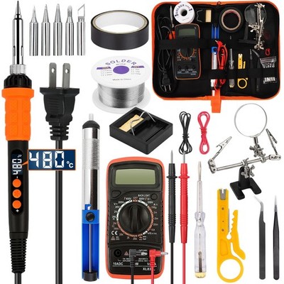 Soldering Iron Kit 90W LED Digital Adjustable Temp 21pcs - Perfect for DIY