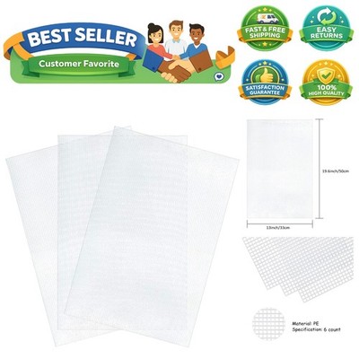 Transparent Plastic Canvas Sheets - 3 Pieces, 19.6'' x 13'' for Crafting & Decor