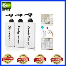 Set of 3 Stylish Refillable Bottles: Shampoo, Conditioner Body Wash Dispenser
