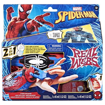 Marvel Spider-Man Real Webs Ultimate Web Blaster, 2-in-1 Blaster, Roleplay Toy, 