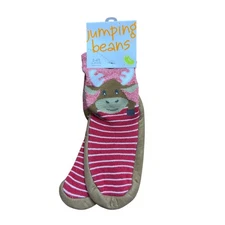 Jumping Beans Boys Moose Slipper Grip Socks, Size 2-4T, Brown/Red/Black, New