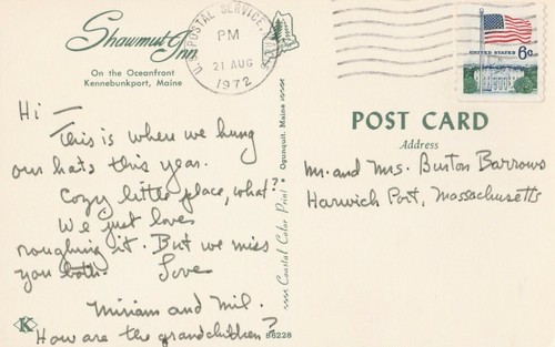 Cartolina Shawmut Inn Kennebunkport Maine 1972 - Foto 2 di 3