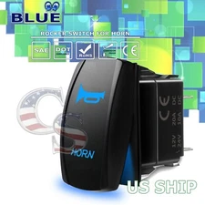 Blue Laser Etched LED Blow Horn 12V 20A 10A 5pin Rocker Toggle Switch Car Boat