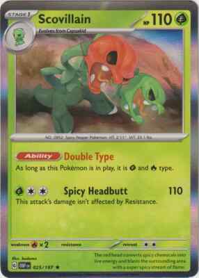 Pokémon TCG Scovillain 025/197 Obsidian Flames Holo Rare