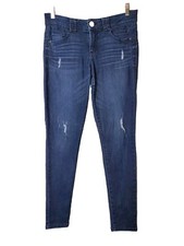 Democracy Ab Technology Women  s 6 Skinny Jeans Dark Blue Stretch Distressed