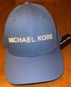 MICHAEL KORS Blue Signature Logo Stretch Cotton Adjustable Baseball Hat NWT s-l400.jpg main image 2