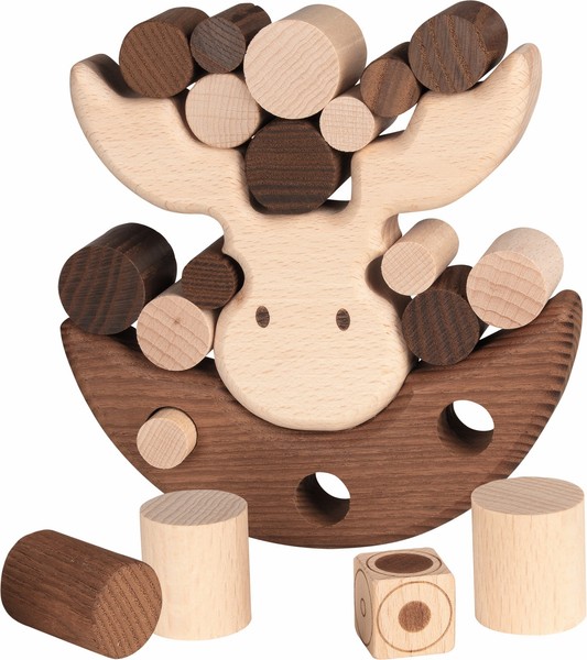 Balancierspiel Elch Balancierelch Geschicklichkeitsspiel Kinderspiel Holz Neu-image
