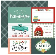 2 Sheets of Carta Bella Paper SUNFLOWER MARKET 12x12 Cardstock - 6x4 Journaling