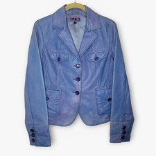 Vtg Y2K Wilsons Leather Fitted Jacket M/L Blue Blazer Style