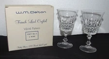 Vintage W.M.Dalton 24% French Lead Crystal Wine Glasses -Verite Pattern-Set of 2