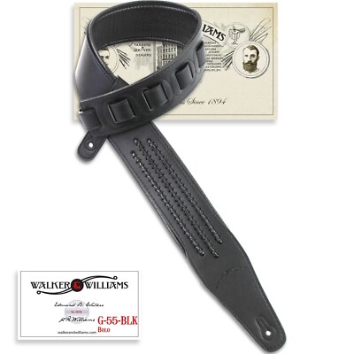 Walker & Williams G-55-BLK Matte Black Padded Strap with Black Bolo Tie Lacing