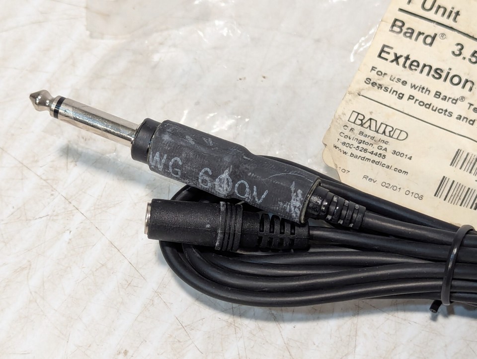 Bard 153622 3.5mm to 1/4 inch Dual Connector Medical Extension Cable ...