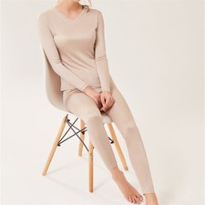 Real Silk Long Sleeve Pajamas For Women Silk Underwear Long Trousers Naked Feel