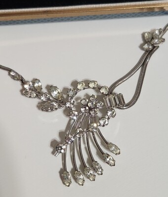 Set Vintage Collier & Boucles D'oreilles COUTURE Avec Strass Et Rhinestones - Occasion