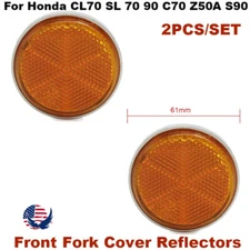 2x Front Fork Cover Reflector Amber For Honda CL70 SL 70 90 C70 Z50A S90 CT70 M6